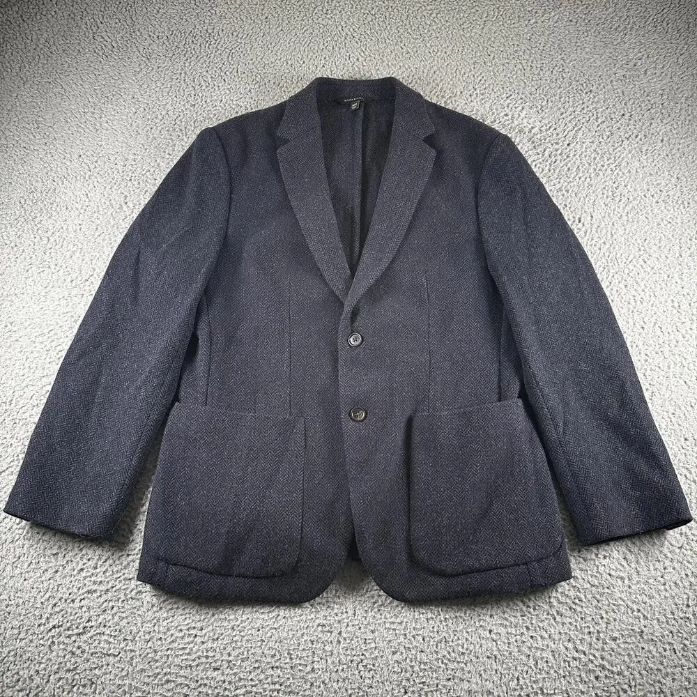 Banana Republic Slim Blazer Mens 42S Gray Mario Bellucci Wool Jacket Herringbone